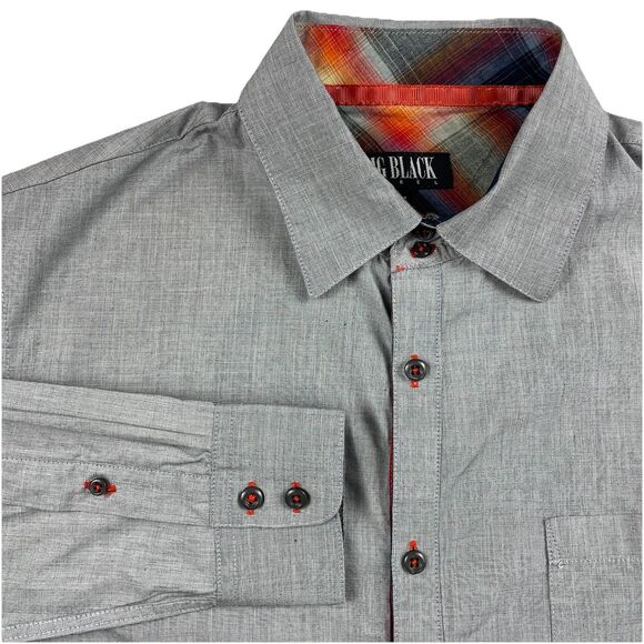 MG Black Label Men's Long Sleeve Button Down Sunset Gray-M - Picture 3 of 13